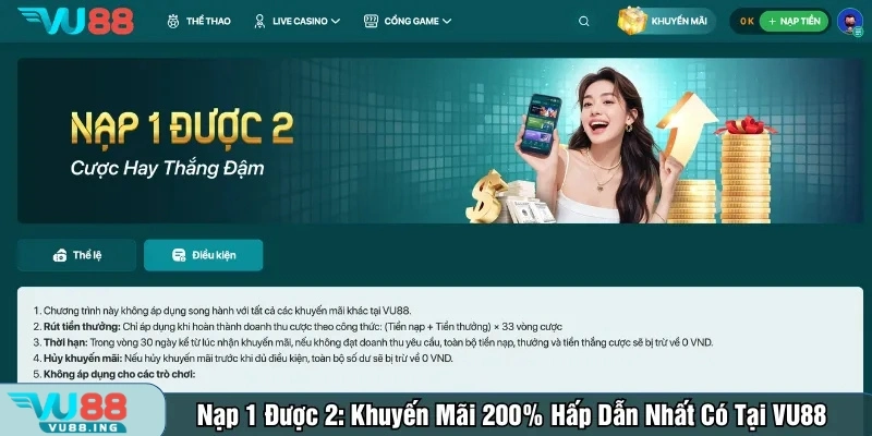 Nạp 1 được 2 Vu88